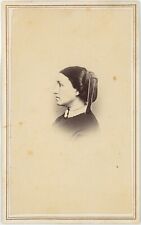 Profile View Vignette Woman Adrian, Michigan 1860s CDV Carte de Visite X698 picture
