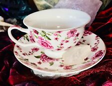 Alice in Tea Land Brew To A Tea Bohemain Rose Garden Cottage Vibe Cup & Saucer picture