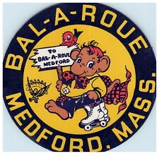 Vintage Roller Skating Rink Sticker Decal Label Medford MA Bal-A-Roue s2 picture