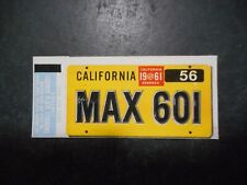 1961 SPORTS CARS LICENSE PLATE STICKER WITH TAB INTACT (CA) TOPPS  *SCARCE* picture