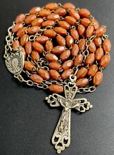Vintage Catholic Sandstone  Geometric Stone Rosary, Silver Tone Crucifix, France picture
