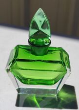 Art Deco Apple Green Square Perfume Bottle With Dauber 3.5