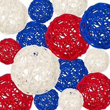 SANNIX Big Red White and Blue Rattan Balls, 16pcs 4th of July  picture