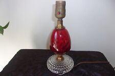 Vintage 1940-50's Era Red Globe/Crystal Glass Lamp picture
