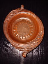 Vintage Hand Carved Wood /Resin Round Ashtray  picture