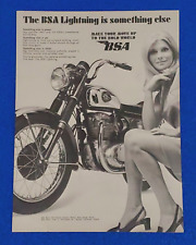 1968 BSA 650cc LIGHTNING MOTORCYCLE TWIN CARB ORIGINAL PRINT AD SHIPS FREE B/W picture