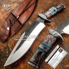 IMPACT CUTLERY RARE CUSTOM HAMMERED BOWIE ART KNIFE CAMEL BONE HANDLE- 030 picture