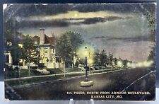 Antique 1915 Paseo North From Armor Boulevard Postcard Kansas City Missouri MO picture