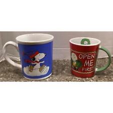 Peanuts Charlie Brown Open Me First & Large Snoopy Ice Skating Winter Coffee Cup picture