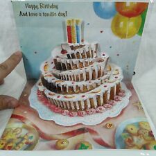 BEAUTIFUL CAKE Rare Vtg 90's GOOD HOUSE POP-UP BIRTHDAY CARD w Envelope - NOS picture