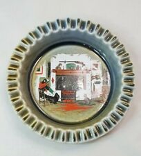 Vintage Irish Porcelain Green Ashtray by Wade Co Armagh Lady Knitting Fireplace picture