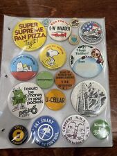 Random Vintage Pin-back Buttons/pins Lot #36 Protected In Sheet picture