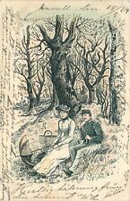 Postcard 1904 Military Soldier romance picnic Sweden undivided FR24-1868 picture