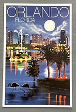 Orlando, Florida - Skyline at Night - Lantern Press Postcard picture