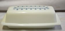 Vtg Pyrex Snow Flake Blue Garland Corelle 1/4 lb Covered Butter Dish Corning picture