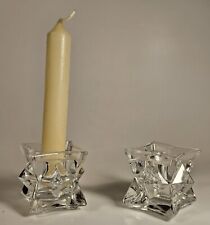 Vintage 24% Leaded Crystal Taper  Candle Holders Double Star USA NEW 1.75 