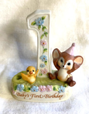 VINTAGE GEORGE GOOD BABY'S FIRST BIRTHDAY CAKE TOPPER CANDLE HOLDER KEEPSAKE picture