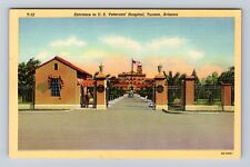 Tucson AZ-Arizona, Entrance to U.S Veterans' Hospital, Vintage Souvenir Postcard picture