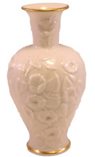 Vintage Lenox Ivory Vase Gold Trim Flowers of Affection 7.25