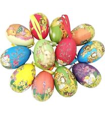 12pcs Vintage Style Paper Mache Foam Egg Hanging Ornaments Easter Decoration picture