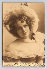 c1906 RPPC German Portrait Young Woman Lace Bonnet Hat Munich Germany Postcard picture