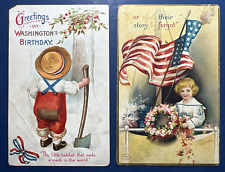 2 Antique Patriotic Postcards. Washington BD, Decoration Day. E.Clapsaddle picture