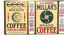 Scarce Millar's Brand Coffee 4 C Line Chicago, ILL Paper Label 2 3/4 LB -c1910's picture