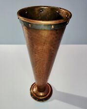 Arts and Crafts Copper Vase / Candle Holder Hand Hammered Mission Style 12