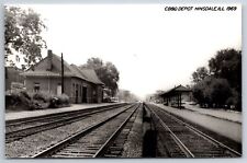 Hinsdale Illinois~CB&Q Railroad Depot~Passenger Platform~Car On Tracks~1969 RPPC picture
