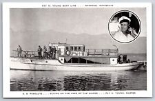 Warroad Minnesota~Fay H Young Boat Line & Portrait~SS Resolute~1940s B&W Pc picture