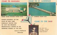 New York NY, Niagara & St Lawrence Dams Advertising Multi View, Vintage Postcard picture