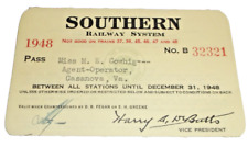 1948  SOUTHERN RAILWAY COMPANY EMPLOYEE PASS  #32321 picture