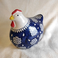 Ceramic Chicken Figurine Mikasa Home Accents Blue And White 7in picture
