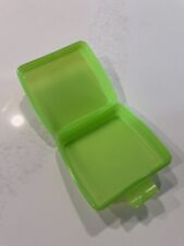 Tupperware Sandwich Keeper Hot Lime Green Container Square Locking Hinge Used 2x picture