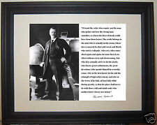 Theodore Teddy Roosevelt The Man in the Arena Quote Framed Matted Photo tr1 picture