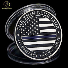 Police The Thin Blue Line Silver Challenge Coin picture