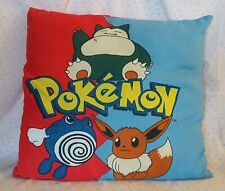 Vintage 1998 Pokemon Square Throw Pillow Eevee Poliwhirl Snorlax Pikachu Ash picture