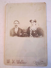 VINTAGE CABINET PHOTO - 1800'S MAN & WIFE - W. H. WALKER PHOTOGRAPHER - TUB MM picture