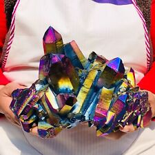 5.8LB Color Flame Electroplate Quartz Crystal Cluster Specimen Healing Stone picture