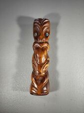 Vintage Maori Tiki Totem New Zealand Hand Carved Wooden Sculpture Figure 6
