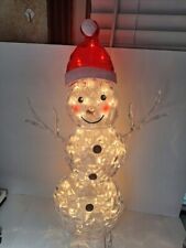 Iced Flatback Lighted Christmas Snowman In Original Box 30