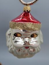 VTG Mercury Glass Santa Claus Head Face Christmas Ornament West Germany 4