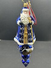 2020 Christopher Radko SANTA IS TOPS Blue Gold Icicle Drop Ornament 1020199 NWT picture