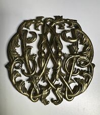 Solid Cast Brass 6 inch Trivet USA Colonial Williamsburg Cypher 1950s MCM Vtg picture