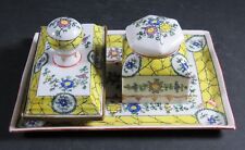 Aladin France Faience Inkwell Desk Set Tray Inkwell Blotter Lid & Liner Signed  picture