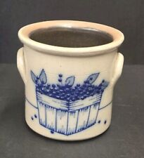 Salmon Falls Stoneware Pottery Salt Glaze Blueberries Basket Handles 4.5