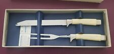 Vintage 1950/60 Ivory Emdeko Sheffield Cutlery Set & 5 Shell Oil Steak Knives   picture