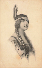 Postcard Portrait Beautiful Indian Woman 1913 DB Schlesinger Bros New York NY picture