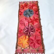 Vintage Embroidered Floral Table Runner Red picture