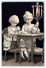 c1905 Pretty Girls Acting Like An Old Coffee Tea Tuck's Posted Antique Postcard picture